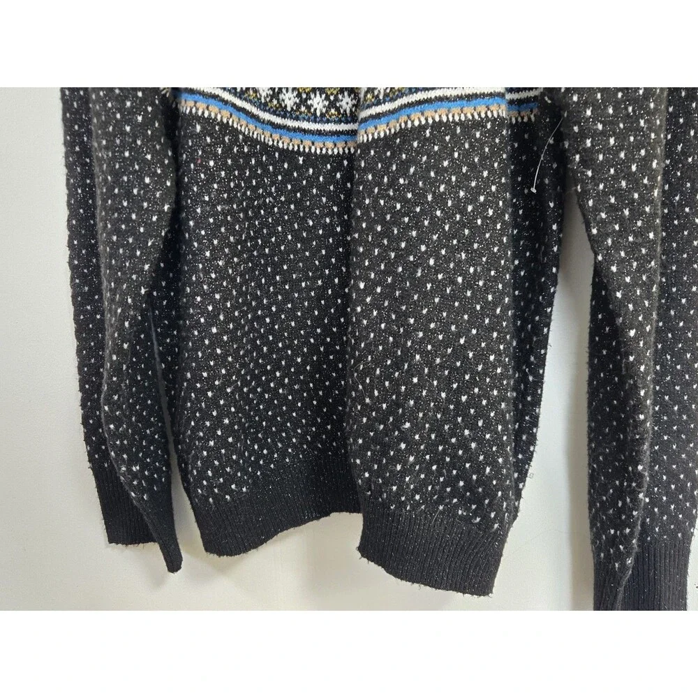 Holiday Time Womens Sweater 1X Fair Isle Soft Black Polar Bear Winter Nordic - Picture 3 of 8